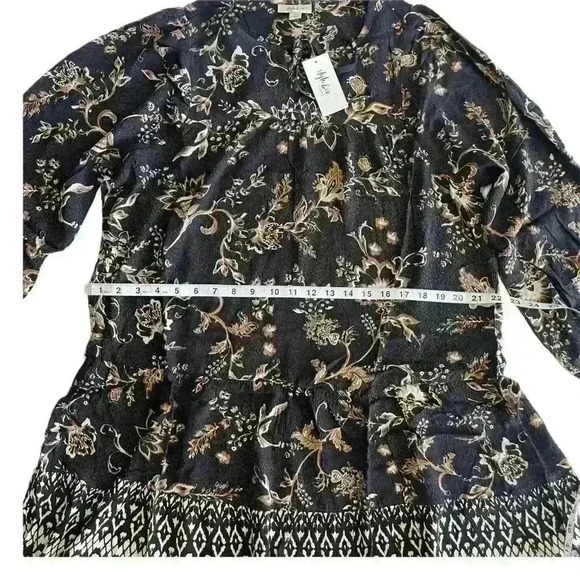 Style & Co Petite Gauze Tired Shift Dress Black Floral Size PXL NWT Bohemian - Picture 12 of 14